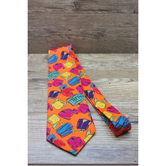 Gap vintage men's 90s Y2K novelty print Italian silk‎ tie - Picture 5 of 11